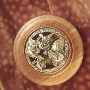 Walnut wood Potpourri bowl with pewter lid